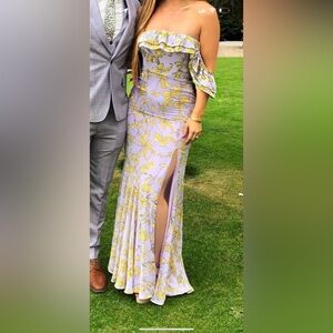 Lulu’s strapless dress - lilac and yellow floral